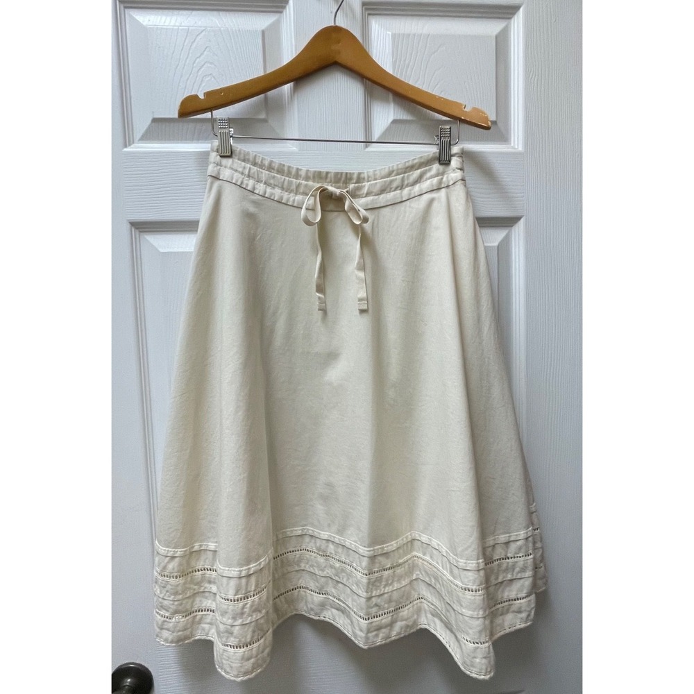 Vintage Banana Republic Women's Sz 2 Drawstring Knee Length Eyelet Trim Skirt - Picture 4 of 16